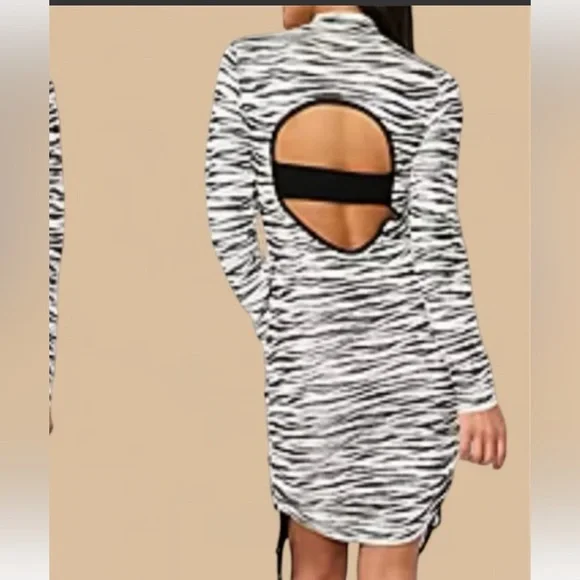 Bold Elements Sweater Dress Womens Black White Zebra Print Long Sleeve Sz XXL - Picture 2 of 14